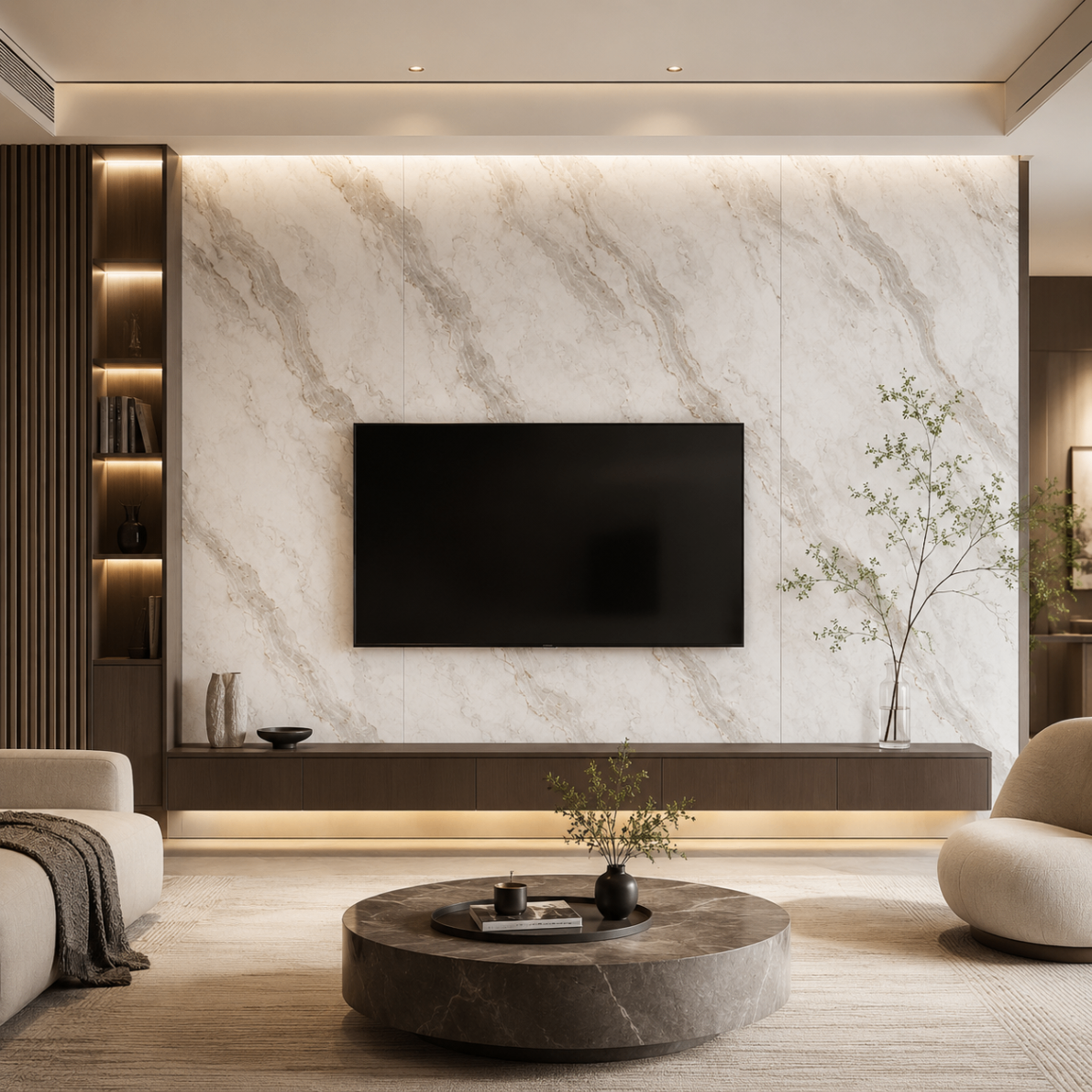 PVC Wandpaneel KL8238 Helongshan – TV-Wand Anwendung