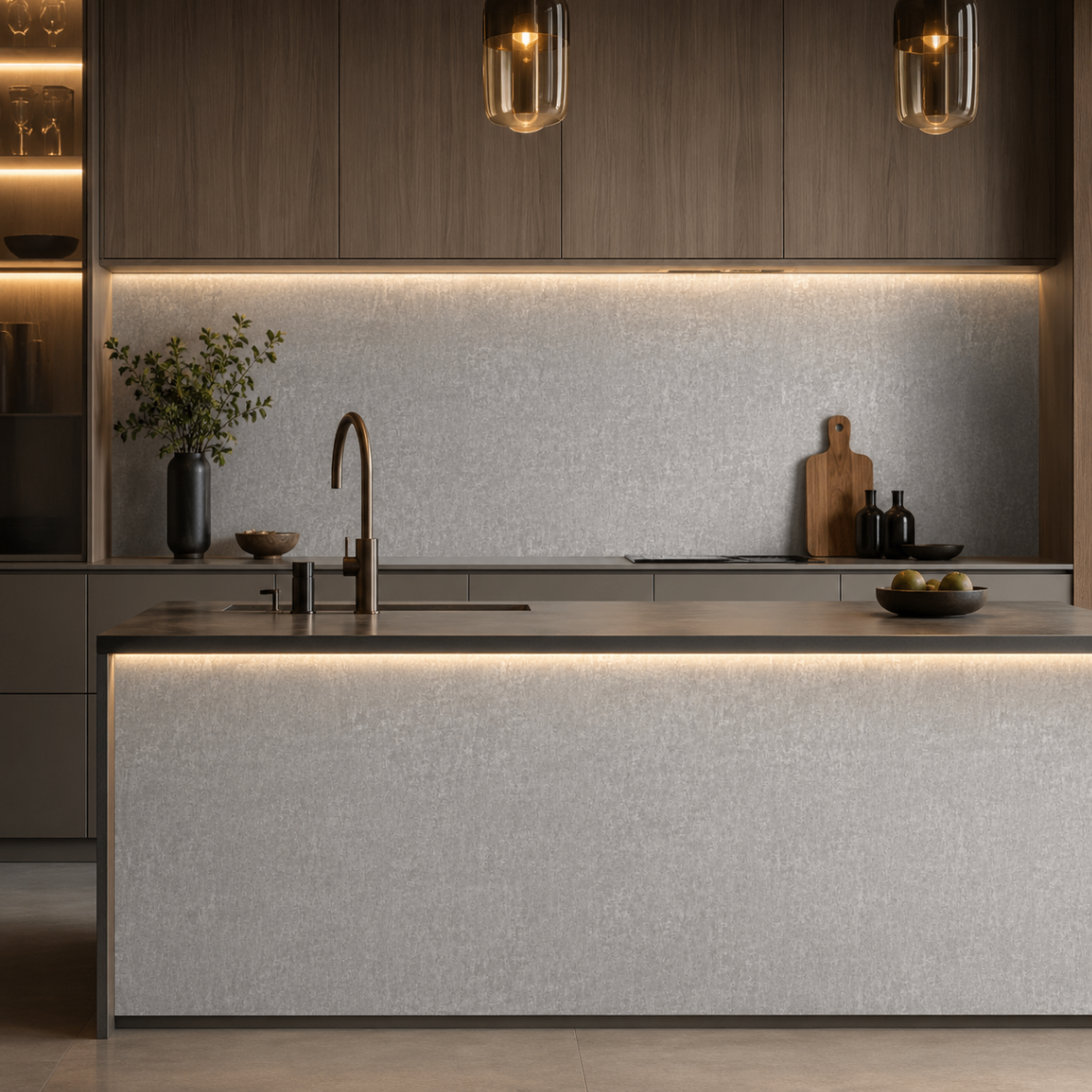 PVC Wandpaneel JP-8262-2 Helle Betonoptik – Küchenrückwand Anwendung