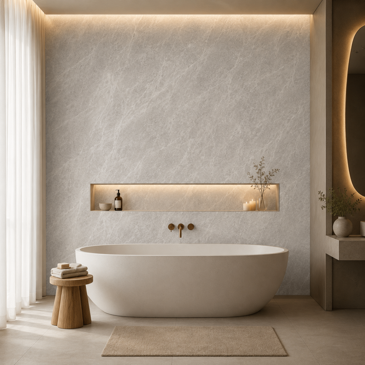 PVC Wandpaneel KL8226-2 Helle Morgan Grau Marmoroptik – Badezimmer Anwendung