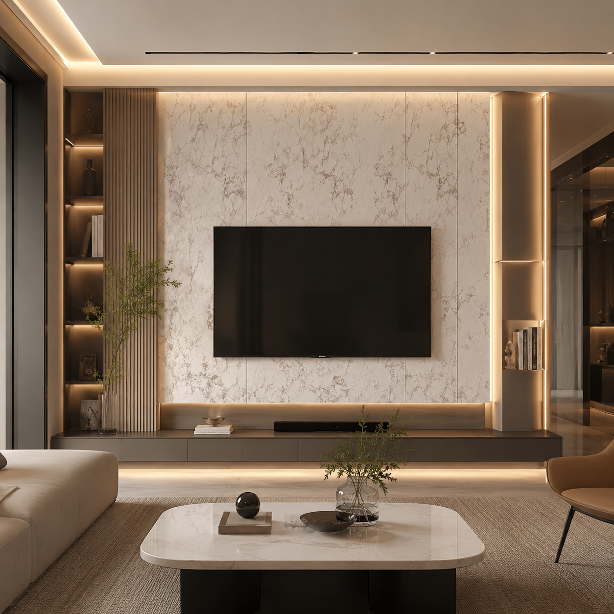 PVC Wandpaneel KL8255 Pandoria – TV-Wand Anwendung