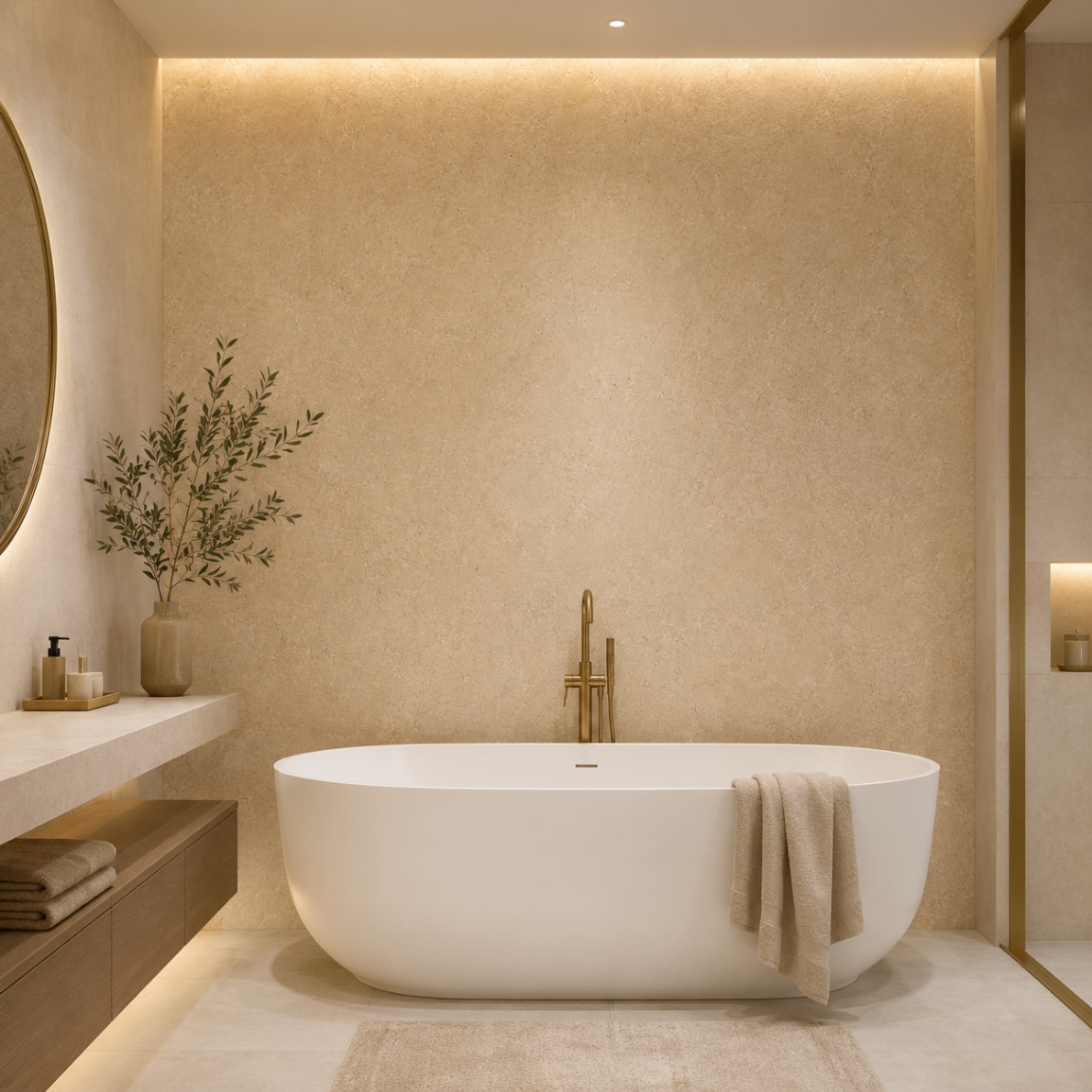 PVC Wandpaneel KL8122 Century Beige – Badezimmer Anwendung