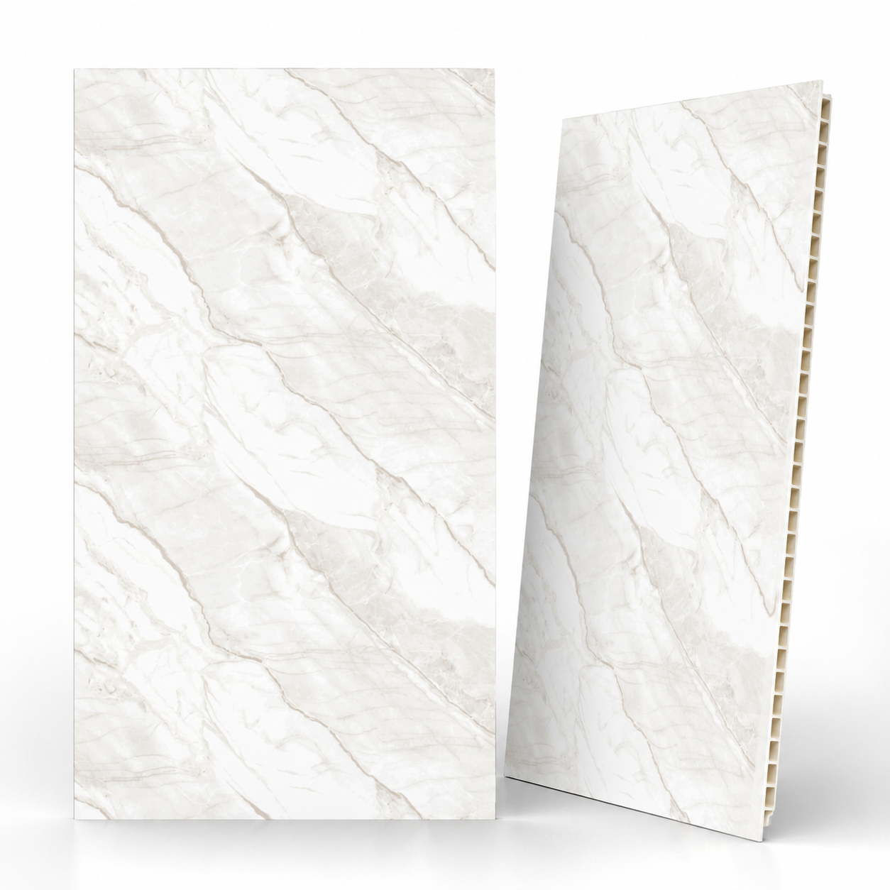 PVC Wandpaneel Marmor Carrara Weiß – Zwei Paneele Ansicht