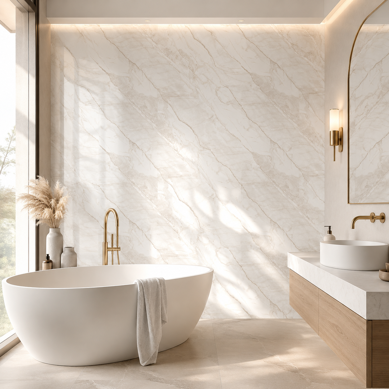 PVC Wandpaneel Marmor Carrara Weiß – Anwendung im Badezimmer